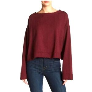 Free People Cotton Boho Raspberry Long Sleeve Top Walking in Hueco Lagenlook
